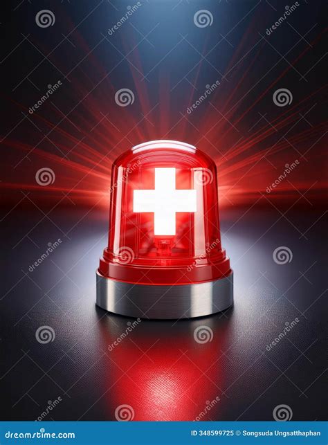 Close Up a Flashing Red Light with a Medical Cross in the Center