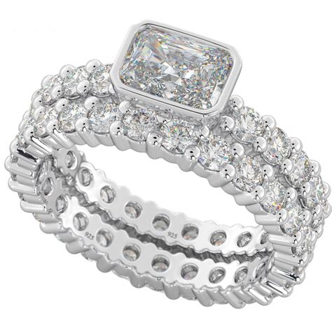 Ladies 925 Sterling Silver Full Eternity Cubic Zirconia Rings Set