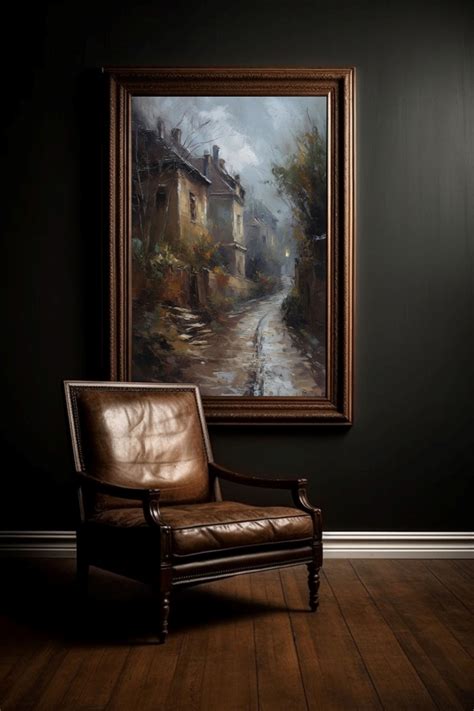 Oil Painting Dark Landscape Instant Download Moody Floral Wall Art Dark ...