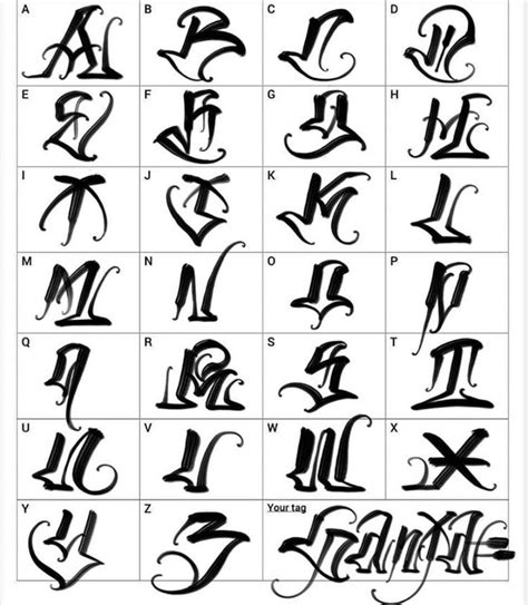 Cursive Letters Alphabet Graffiti