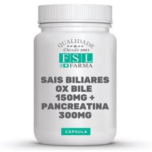 Sais Biliares Ox Bile Mg Pancreatina Mg C Psulas Fsl Farma