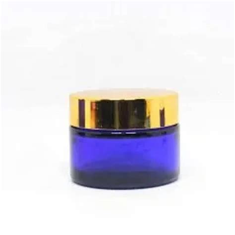 50 Gm 50g Golden Cap Blue Glass Jar For Cosmatic At Rs 32 Piece In New