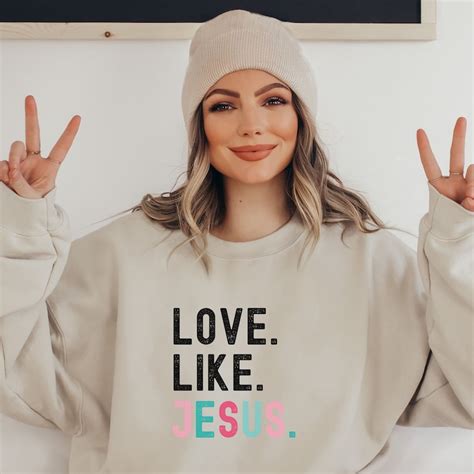 Love Like Jesus Sweatshirt Jesus Hoodie Christian Merch Retro Preppy