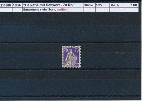 Helvetia Mit Schwert Rp Papier Geriffelt Kaufen Auf Ricardo