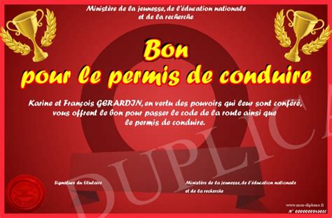 Bon Pour Le Permis De Conduire