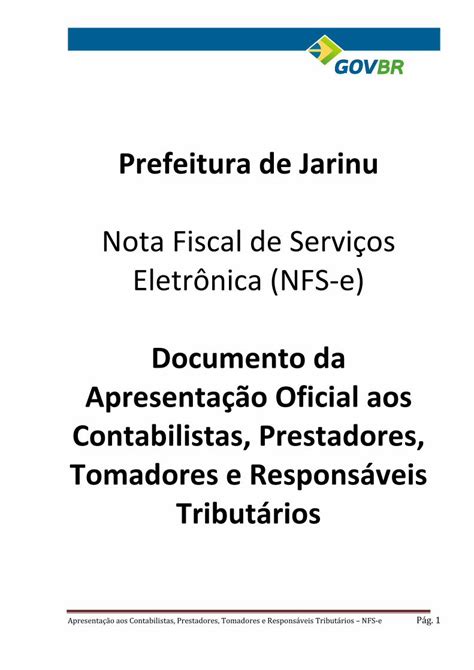 PDF Nota Fiscal de Serviços Eletrônica NFS e lugar surge a Nota