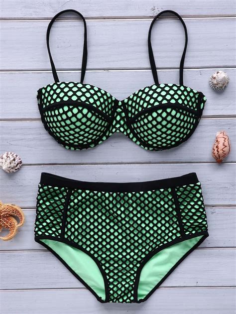 Trendy Women S Strappy Openwork High Waisted Bikini Set Bikini Set