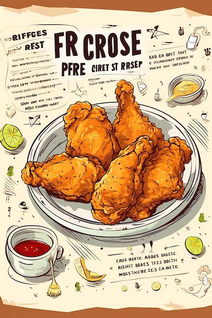 Premium AI Image | Design of Fried Chicken Menu Crispy Golden Color With Chicken Drumst Flat 2D ...