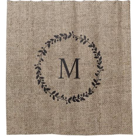 Rustic Laurel Wreath Farmhouse Style Monogrammed Shower Curtain Zazzle