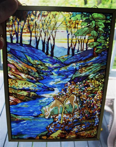 Rare Glassmasters 613 Tiffany S Fawn Suncatcher Stained Glass Signed Tiffany Ebay