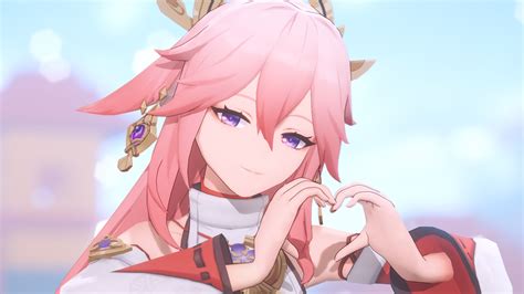 Yae Miko Genshin Impact Pink Hair Miko Genshin Impact Anime Girls