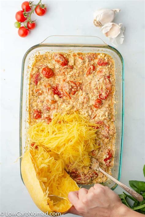 Baked Feta And Tomato Spaghetti Squash • Low Carb Nomad