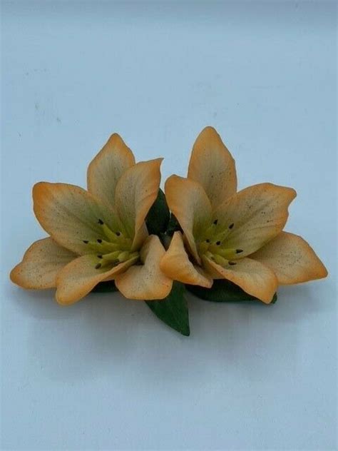 Vintage Italian Capodimonte Two Porcelain Tiger Lilies By Fabar EBay