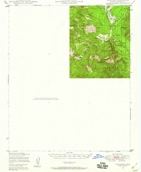 Wagoner Arizona 1947 1959 USGS Old Topo Map Reprint 15x15 AZ Quad