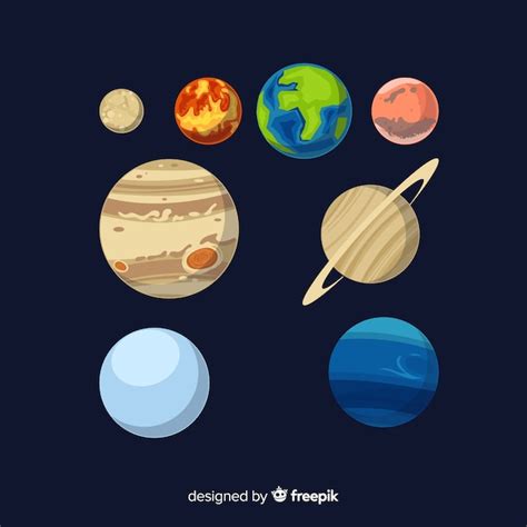 Conjunto De Planetas De Dibujos Animados Y Sistema Solar En La