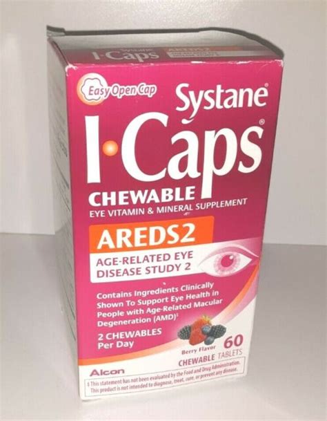 Systane Icaps Eye Vitamin And Mineral Supplement Areds 2 Formula 60 Chewable Tablets For Sale