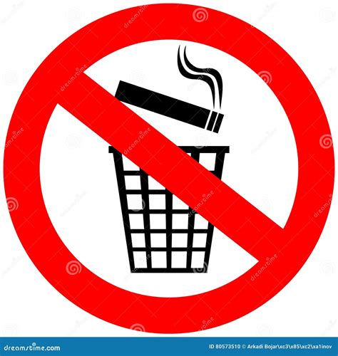 Do Not Throw Cigarette Butts In Trash Can Stock Vector Illustration