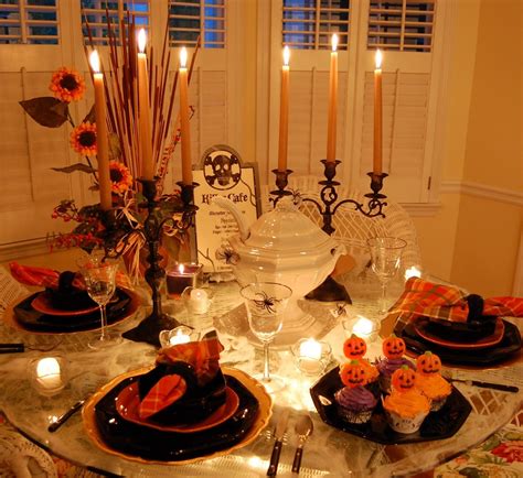 Halloween Tablescape With A Spider Web Tablecloth