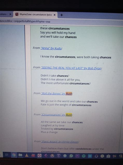 (mildly interesting) I found some rhymes examples from Rush's lyrics on