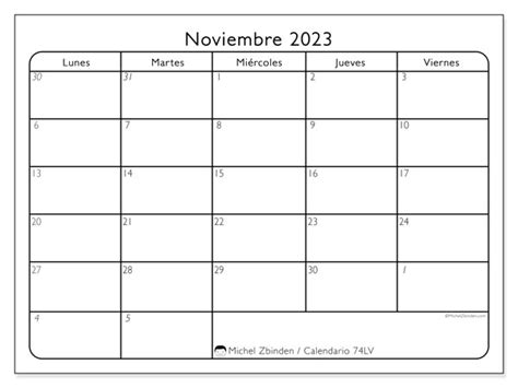 Plantilla Calendario Noviembre 2023 Para Imprimir Bank2home