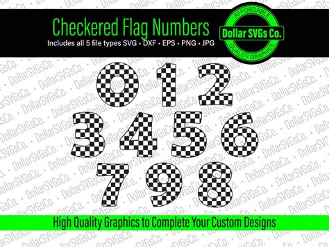 Checkered Numbers Svg Racing Numbers Svg Jersey Numbers Svg Checkered