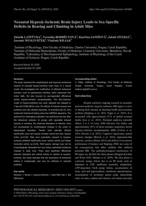 Pdf Neonatal Hypoxic Ischemic Brain Injury Leads To Sex Vannucci Model Rice Et Al 1981