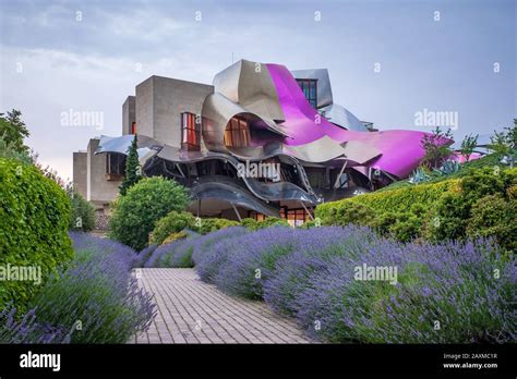 The exterior of Hotel Marqués de Riscal designed by Frank Gehry in