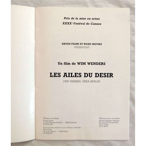 Programme De LES AILES DU DESIR 20p