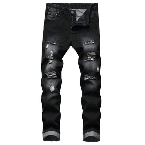 Lznev Mens Ripped Jeans Slim Fit Straight Leg Fashion Denim Pants Ripped Jeans Men Denim