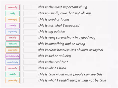 RM B1 Comment Adverbs Matching Match Up