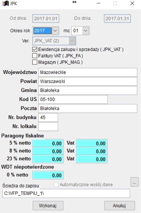 Eksport Danych JPK InfoPiek