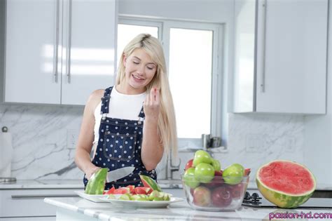 Knockout Blonde Wearing White Top And Then XXX Dessert Picture