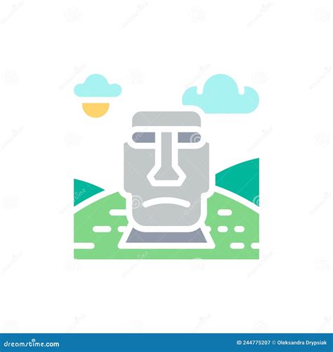 Moai Easter Island Statues Illustration Vector Isolated On White