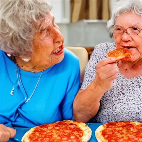 Grandmas Smashing Their Faces Together With Pepperoni Stable