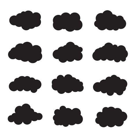 Conjunto De Iconos De Vector De Nube Negra S Mbolo Del Tiempo Silueta