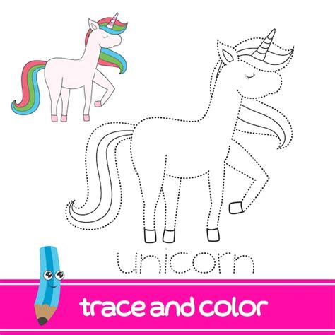 Premium Vector Trace And Color Unicorn