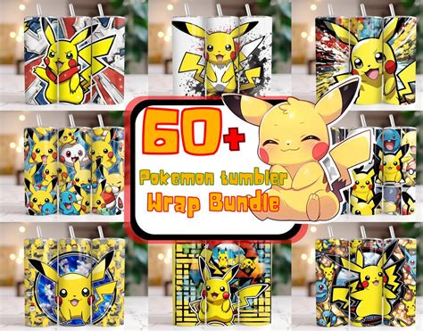 50 Pokémon Tumbler Wrap Bundle Pokemon Tumbler Design Pikachu 20 Oz