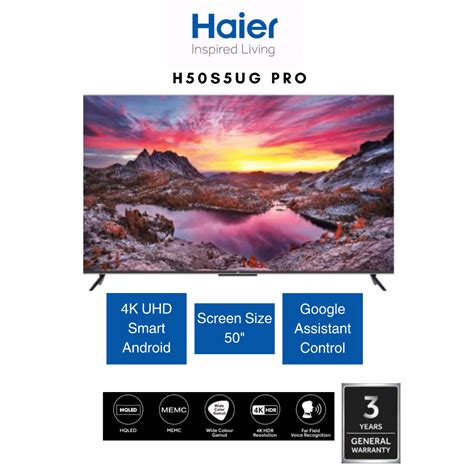 Haier 50 Inch HQLED 4K UHD Smart Android 11 TV H50S5UG PRO Quantum