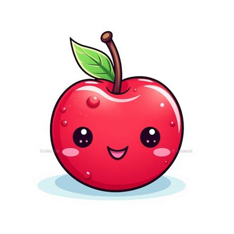 Manzana De Dibujos Animados Con Cara Feliz Y Ai Generativo De Hoja