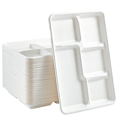 Vplus 100 Compostable 5 Compartment Paper Plates 100 Pack 12 5 X 8 6