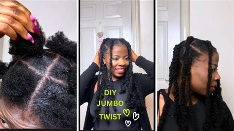 Diy Jumbo Twists In An Hour Rubber Band Method Afro Twist Quick