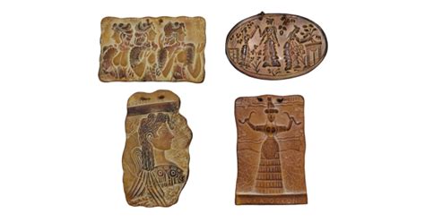 Set Of 6 Minoan Ceramic Tiles Wall Relief Decor Knossos Palace King Minos