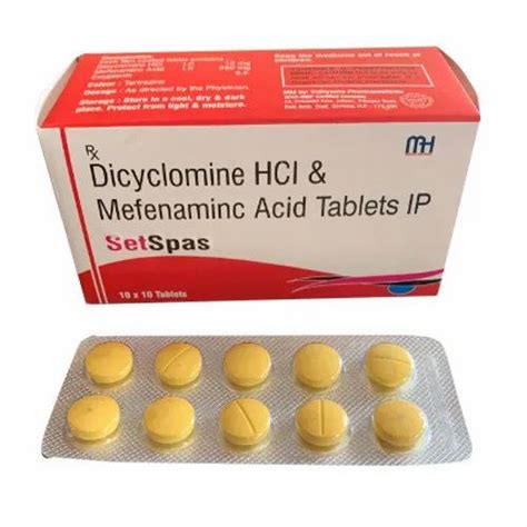 Setspas Dicyclomine Hcl And Mefenamic Acid Tablets Ip Prescription Mh