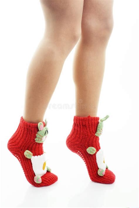 Woman Legs In Red Socks Stock Photo Image Of Caucasian 85269468