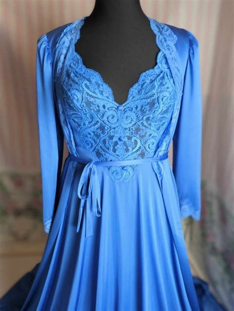 Xl Vintage Olga Nightgown And Robe Set Plus Size Peig… Gem