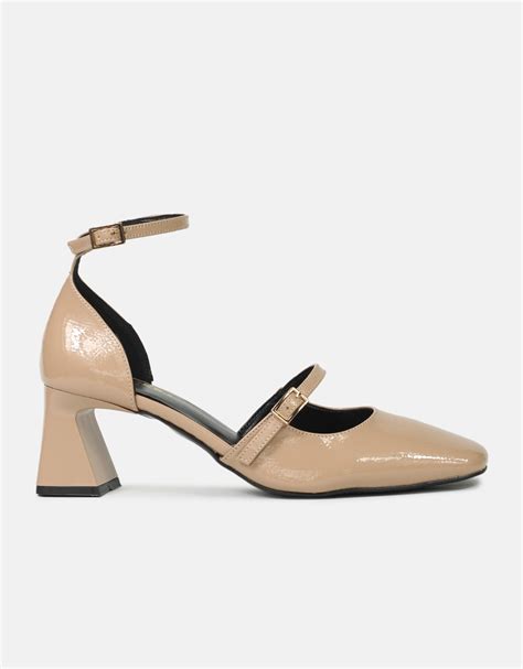 Γόβες λουστρίνι μονόχρωμες με μπαρέτα Ελληνικής κατασκευής Inshoes gr Nude