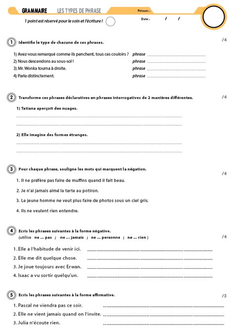 Les Types Et Les Formes De Phrase Maitronaute