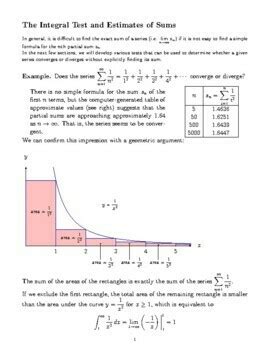 Integral Test Lesson Notes Integral Calculus 2 Lecture Infinite Series