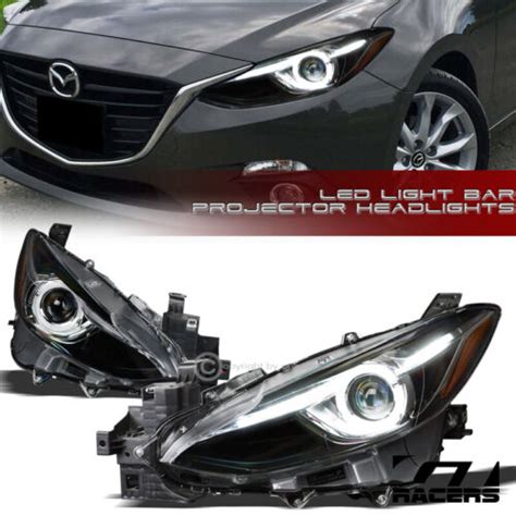 For Mazda Matte Blk Drl Halo Led Strip Tube Bar Projector