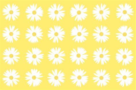 Premium Vector Pattern And Set Of Daisies On Yellow Background